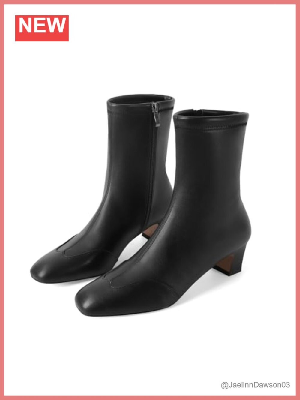 Square Toe Faux Leather Ankle Boots Low Block Heel Side Zipper Booties Women